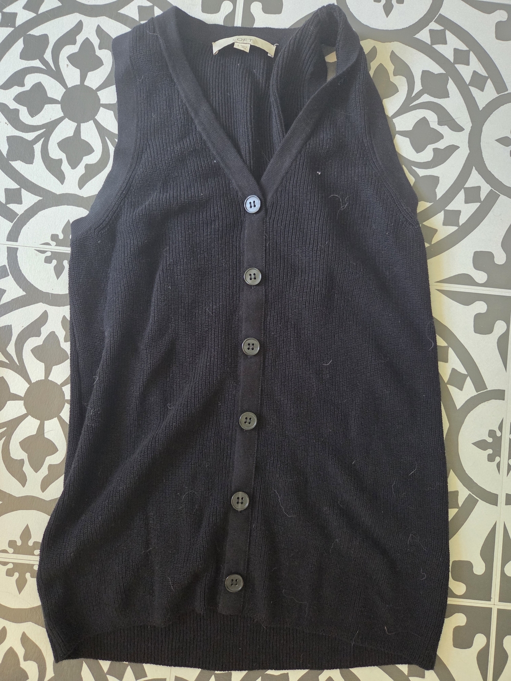 LOFT Black Men's Button-Front Sweater Vest